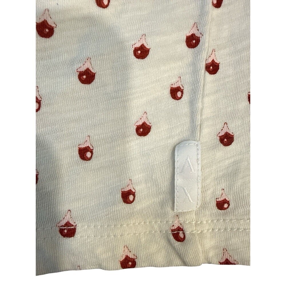 Armani Exchange A|X Cream Red Mini Print Short Sleeve Tee Size S Peru Cotton - Picture 5 of 8